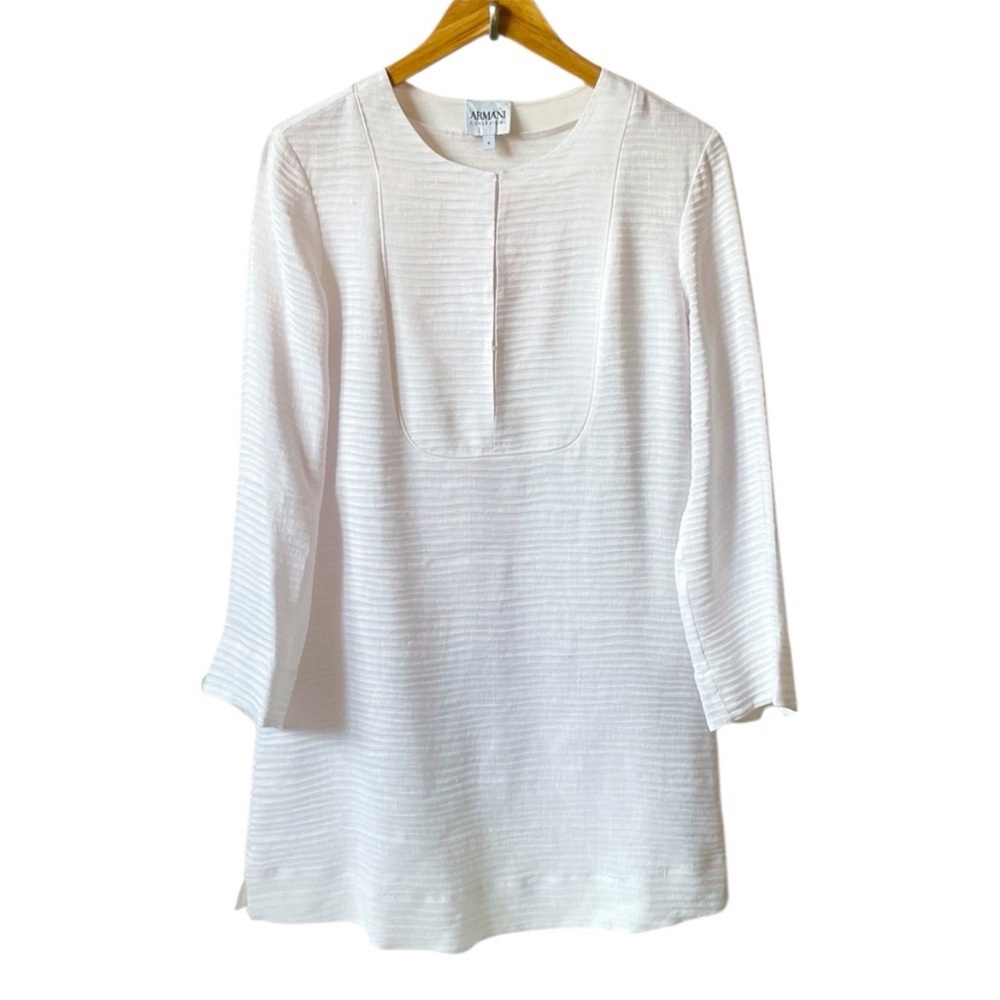 Armani Collezioni Cream Textured Tunic with Placket